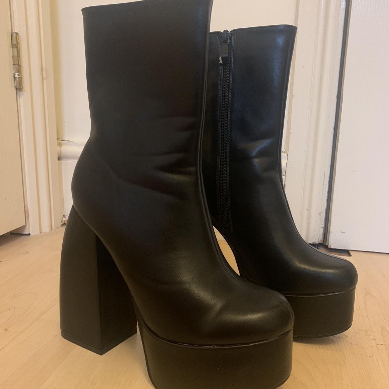 ego black platform boots size 4 brand new, only worn... - Depop