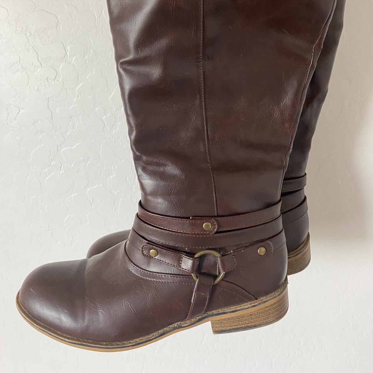 knee high boots -women’s size 10 -reddish-brown color - Depop