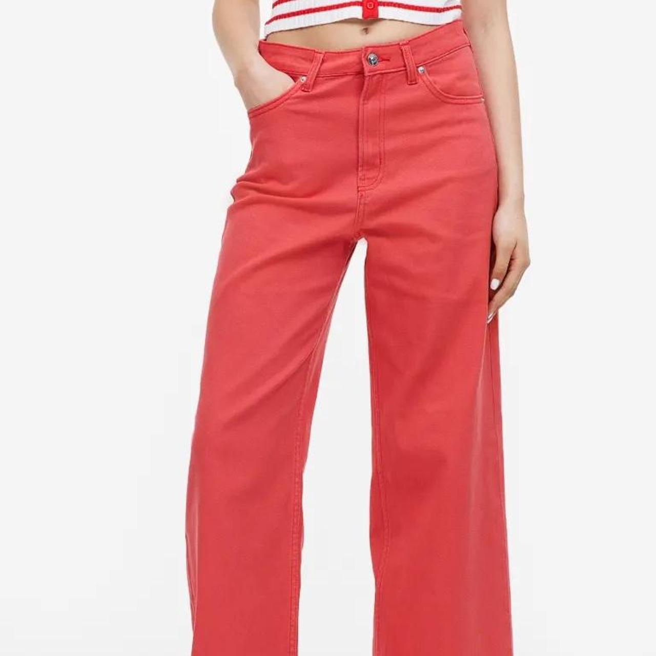 H&M Women's Red Trousers Depop