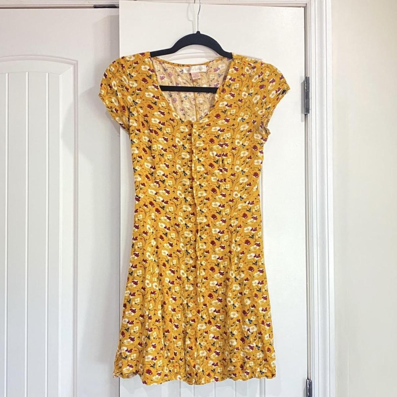 ASOS Women's Yellow and White Dress | Depop