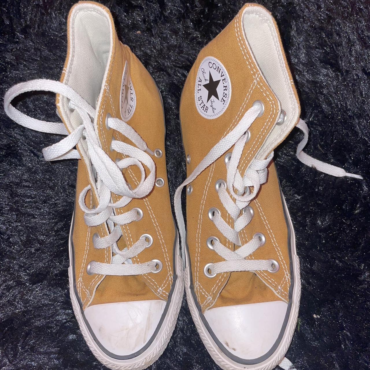 - mustard yellow converse high tops - these shoes... - Depop