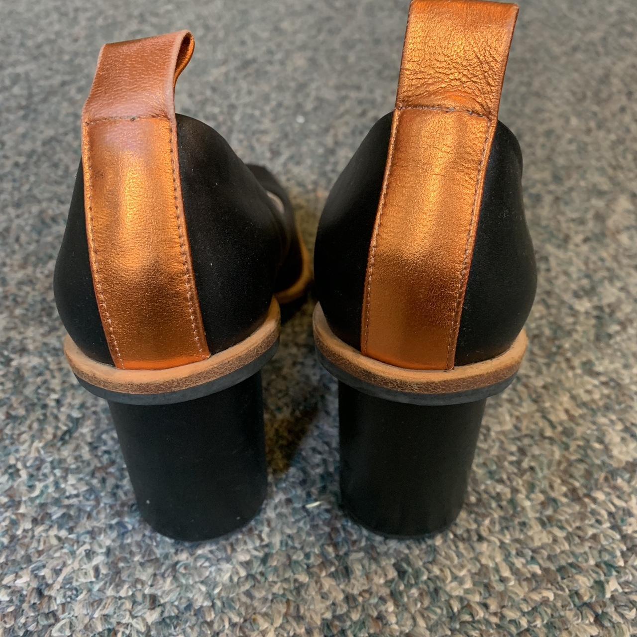 Gorman heels size 39. Black and gold. Leather upper... Depop