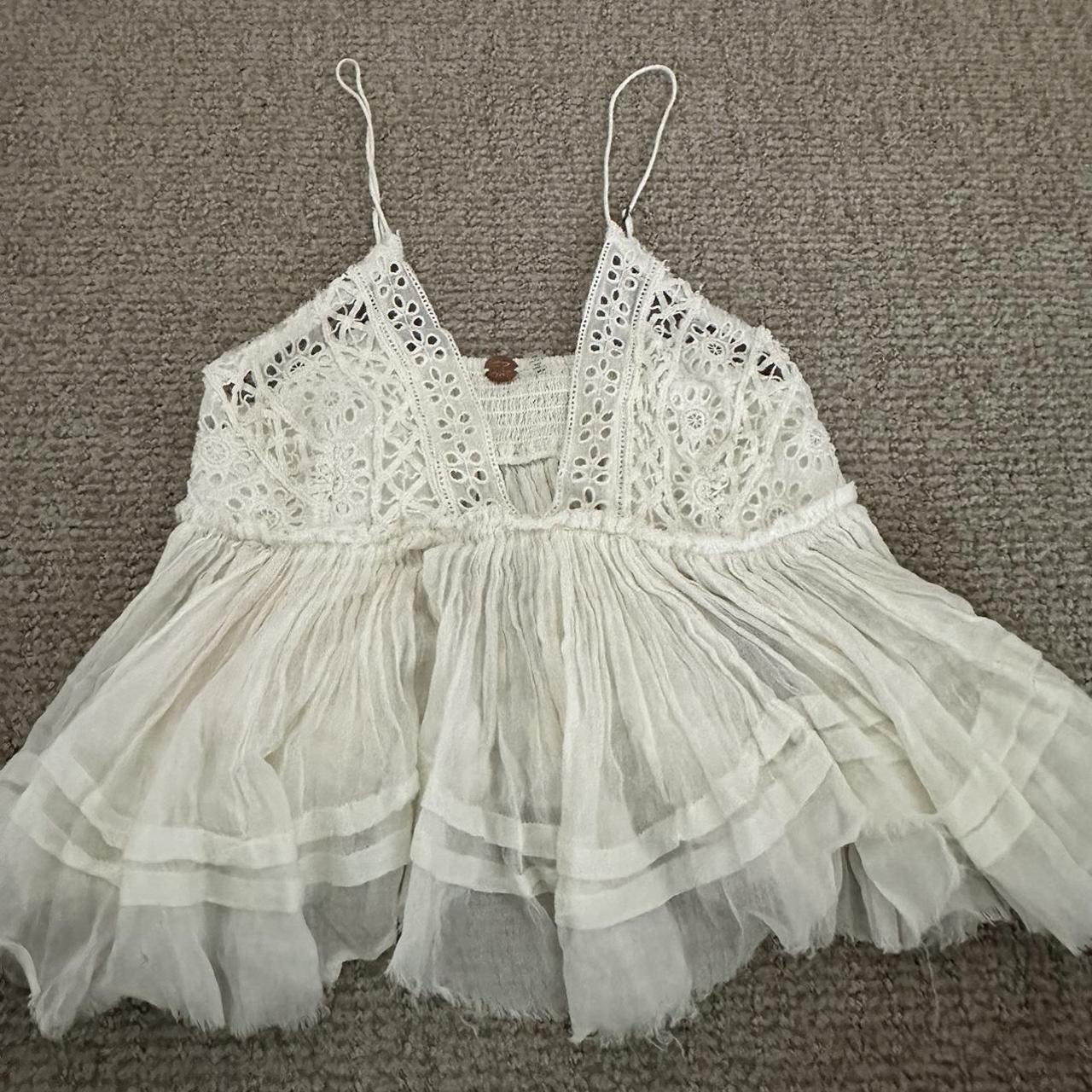 White Free people top, can fit small & medium. Worn... - Depop