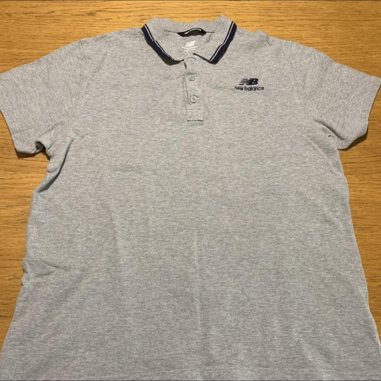 New Balance Men's Grey and Navy Polo-shirts | Depop