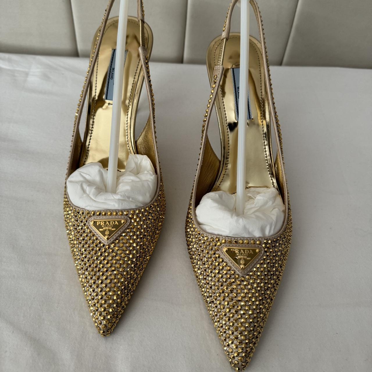 Prada gold shoes hotsell