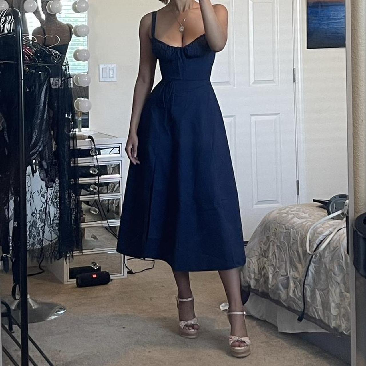 House of CB Carmen Bustier Dress in the color Navy.... Depop