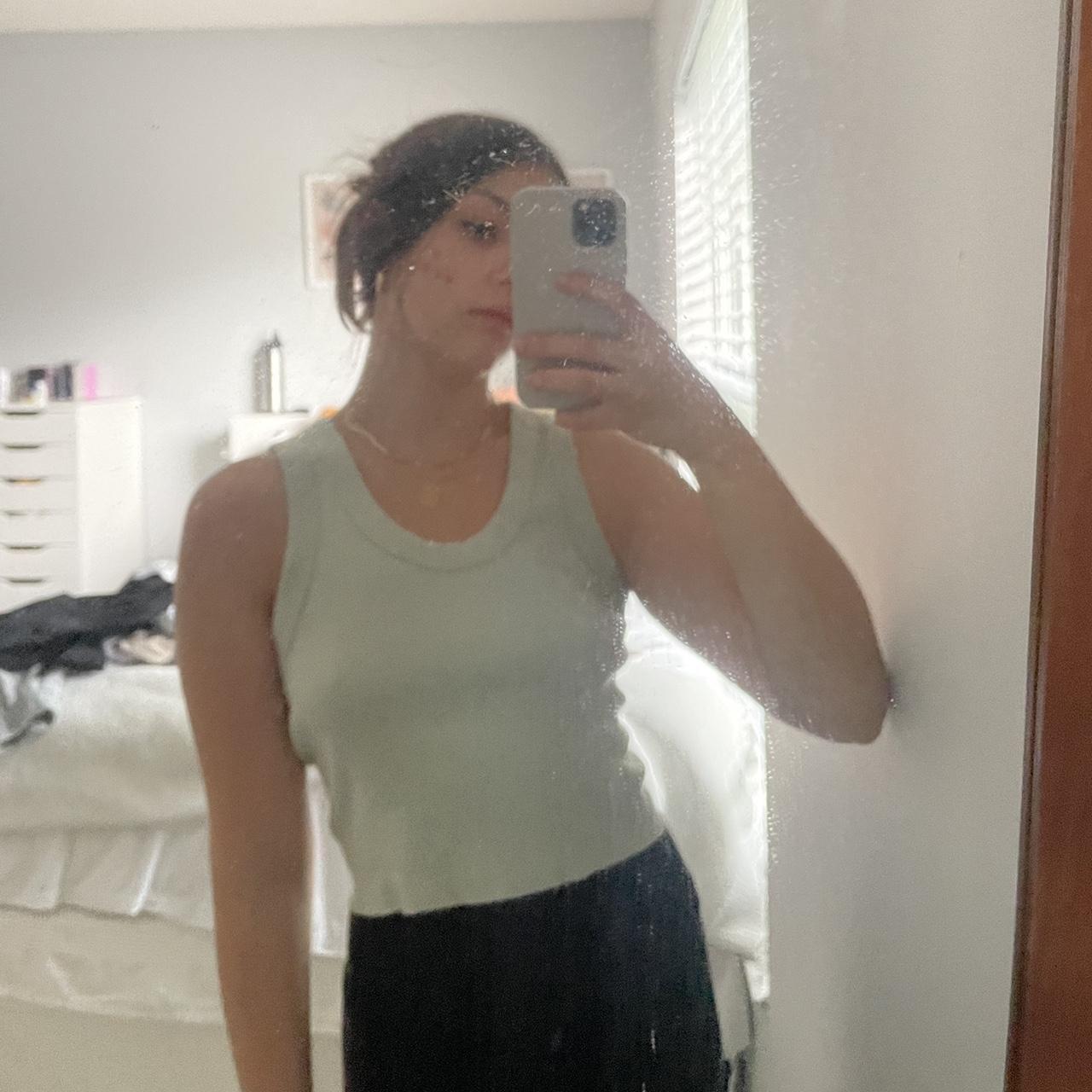 brandy melville sage green connor tank muscle tee style - Depop