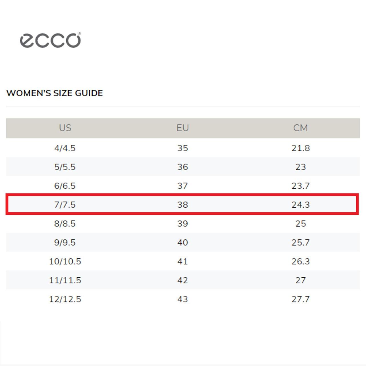 Ecco size clearance chart womens