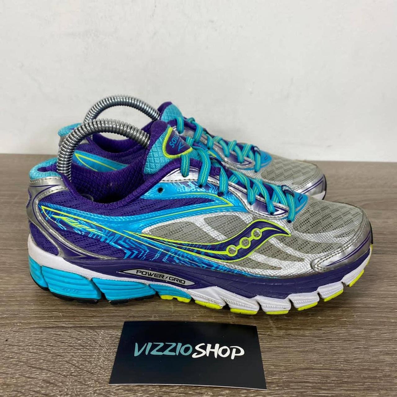 Saucony Ride 8 Silver Purple Blue Running Shoes Depop