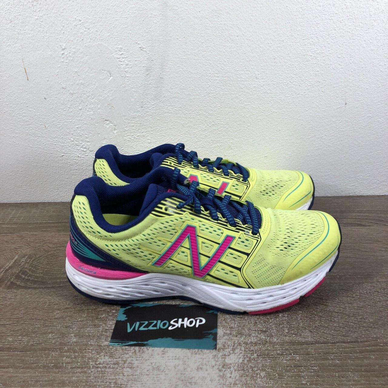 New Balance 680v5 Yellow Navy Pink Running Shoes