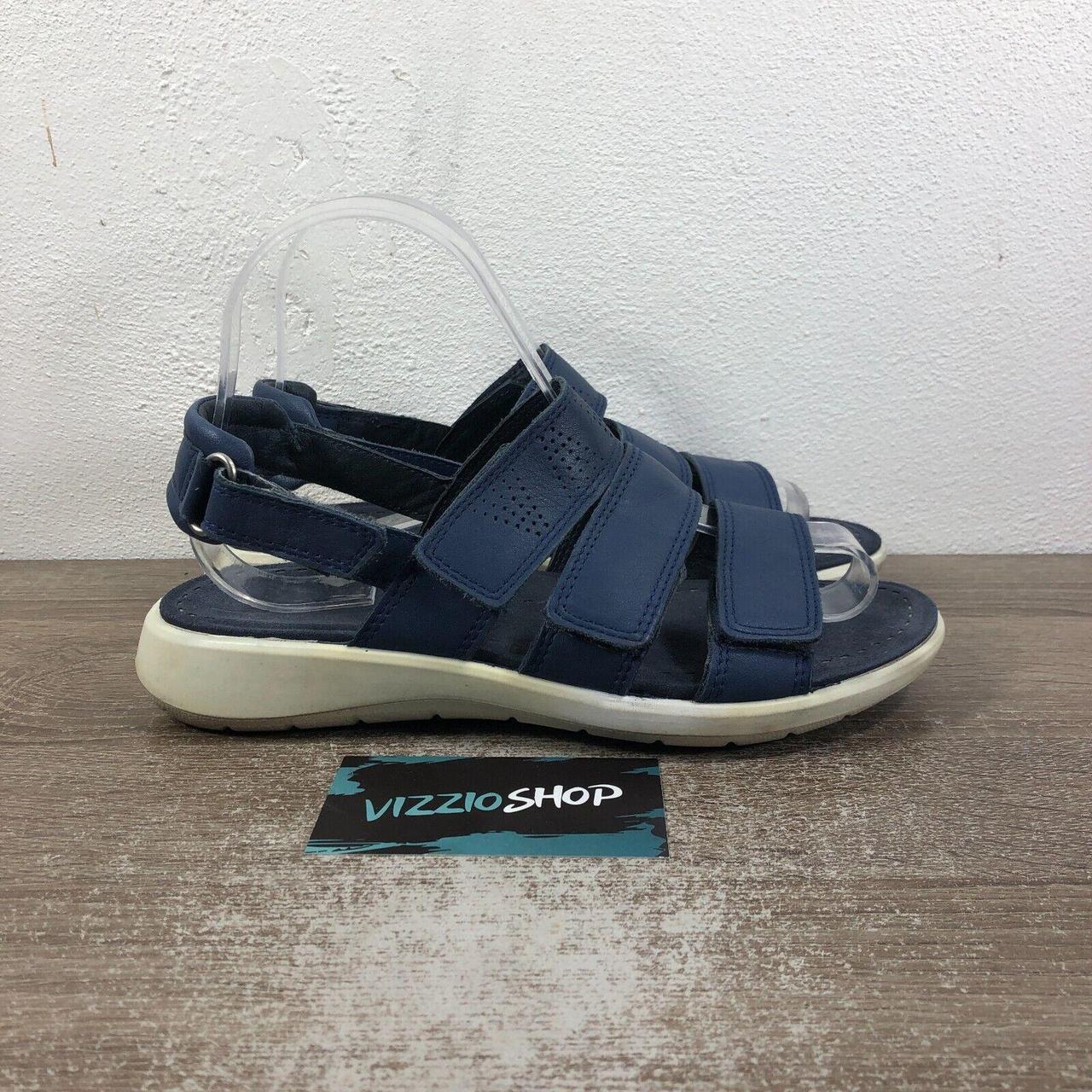 Ecco Flowt Leather Hook and Loop Navy Blue Slingback