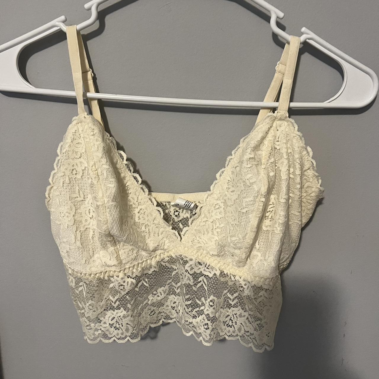 cream lace bralette super pretty lacy bralette... Depop