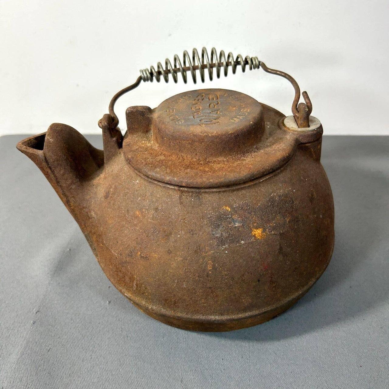 Vintage Wagner Ware Cast Iron Tea Kettle Large... - Depop