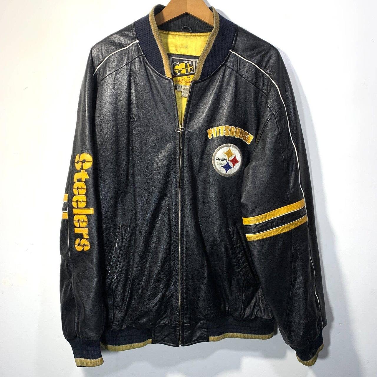 Vintage Pittsburgh Steelers G3 Carl Banks Black Leather Jacket