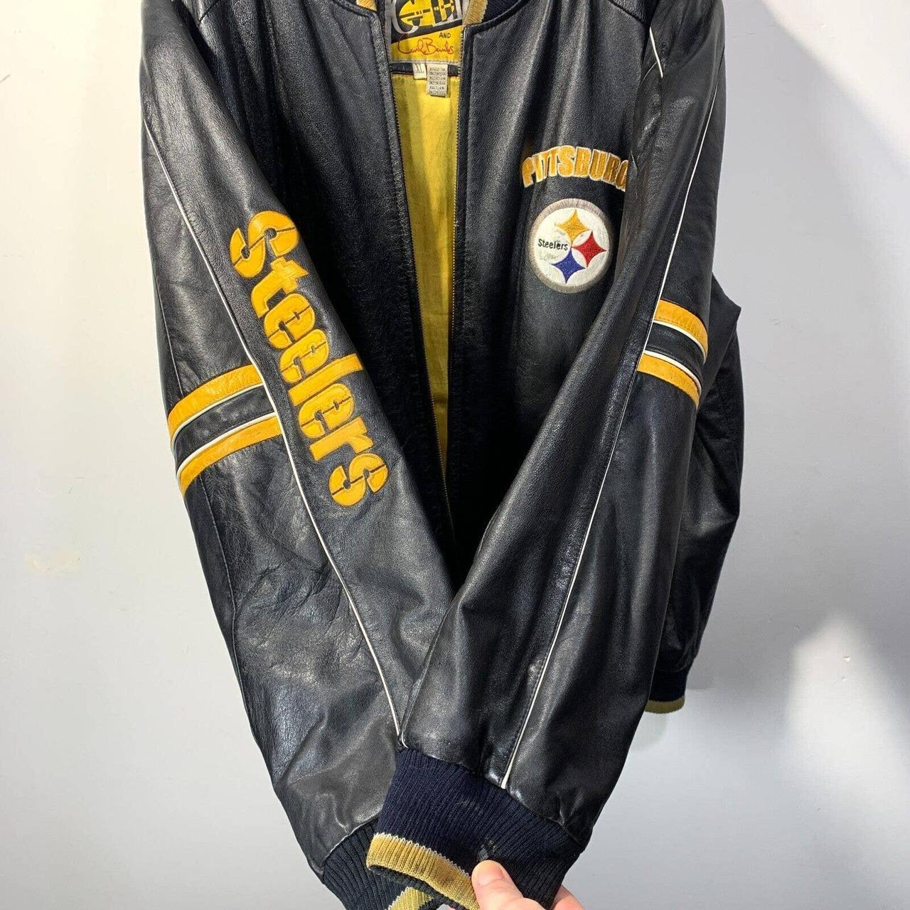 Vintage Pittsburgh Steelers G3 Carl Banks Black Leather Jacket Large