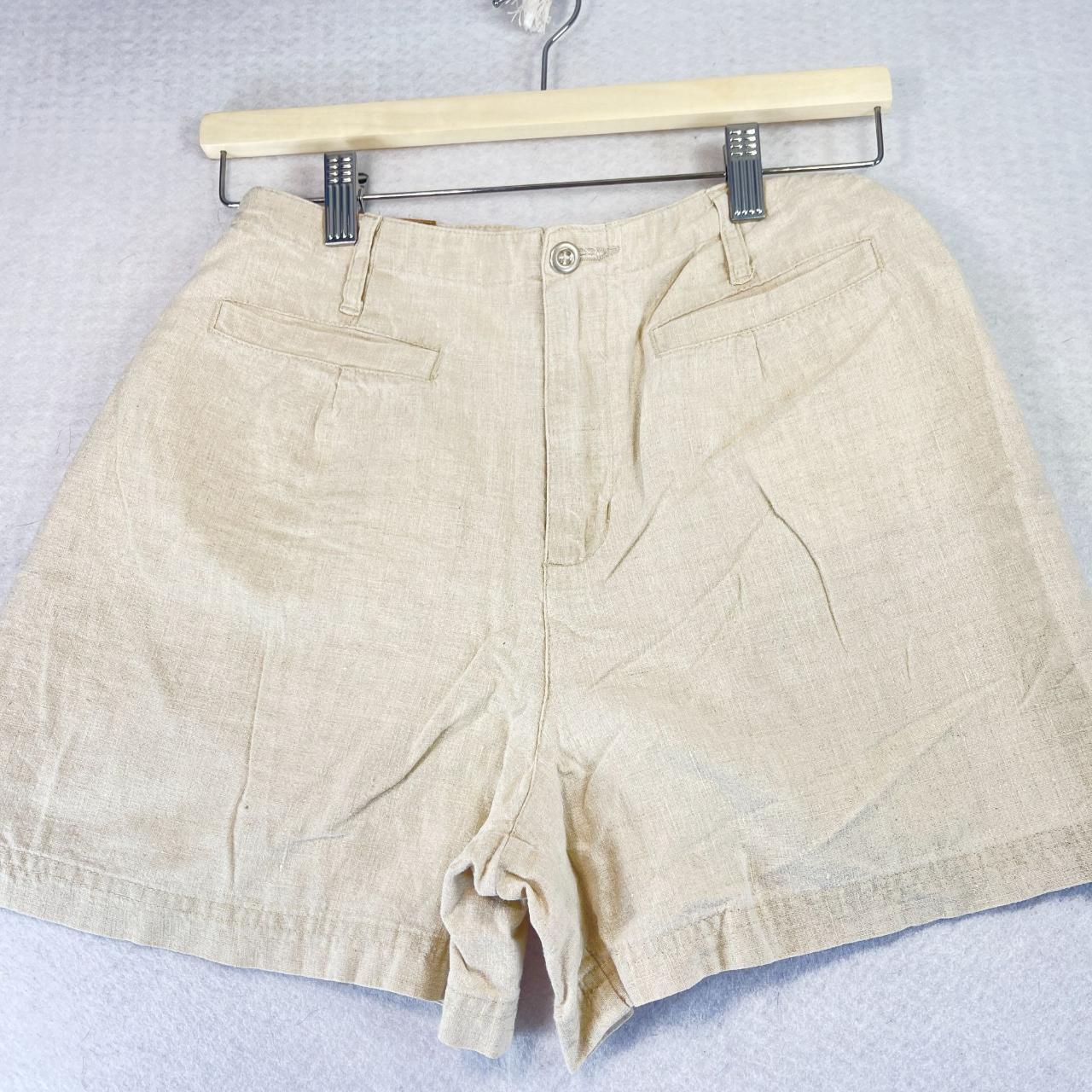 VTG AMI Womens 8 Beige Linen Blend Shorts Pockets... - Depop