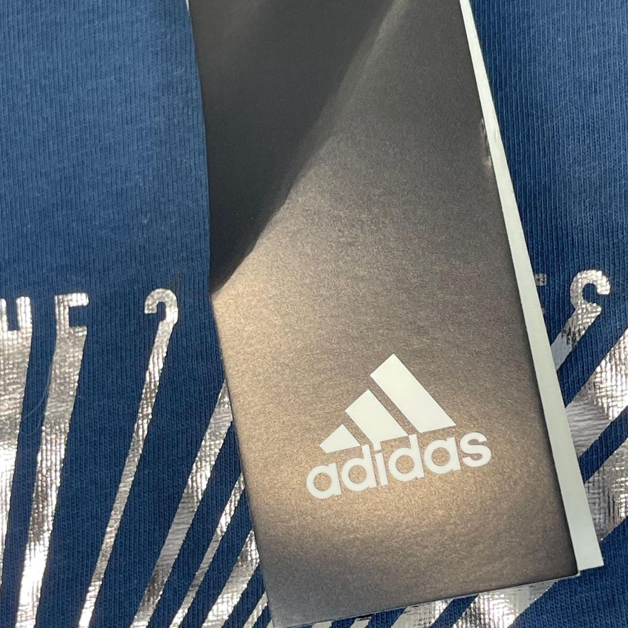 NWT ADIDAS Mens XXL Blue Silver Spell Out Logo... Depop