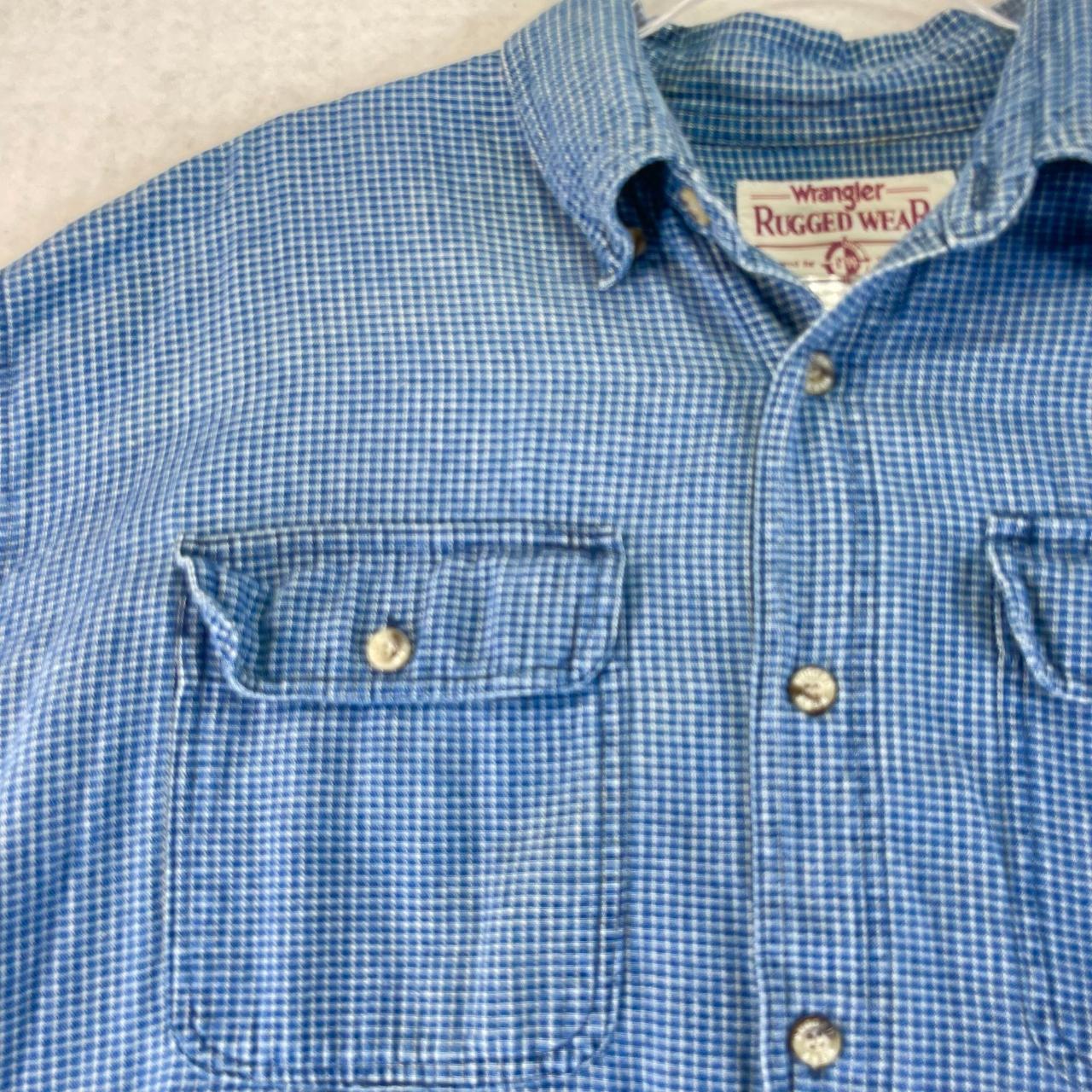 VTG WRANGLER Rugged Wear Mens XL Blue Checkered Long... - Depop