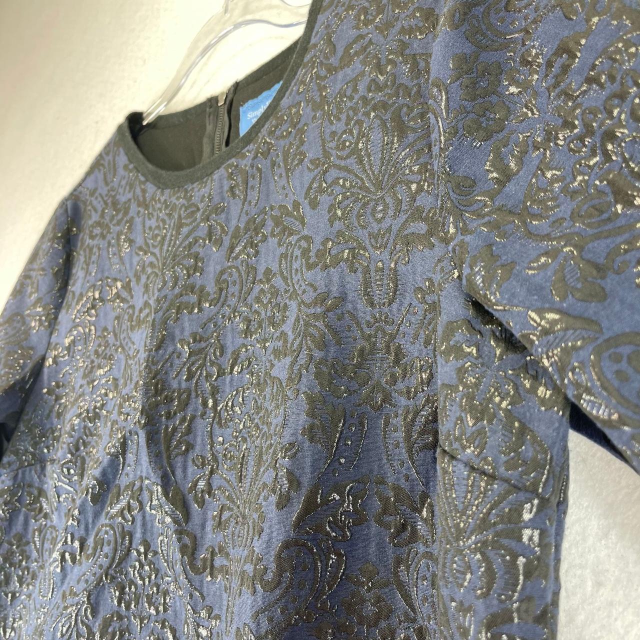 SIMPLY VERA VERA WANG Womens L Blue Beaded Brocade... - Depop