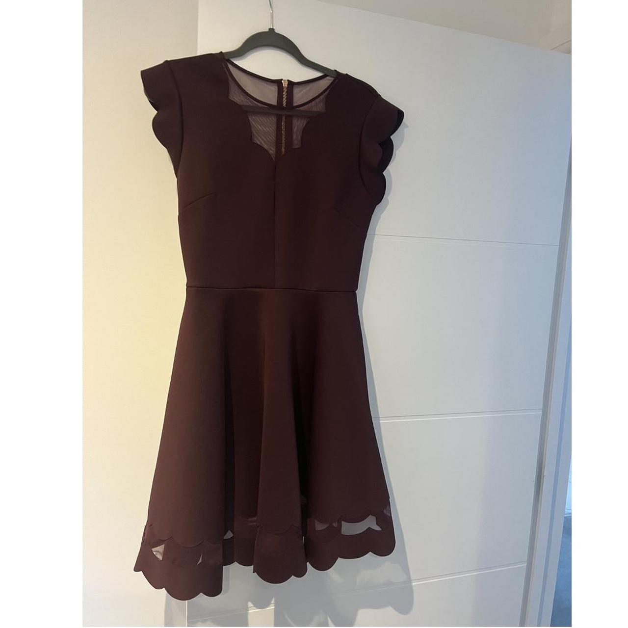 Ted Baker Burgundy Skater Dress Mid Length No Size... - Depop