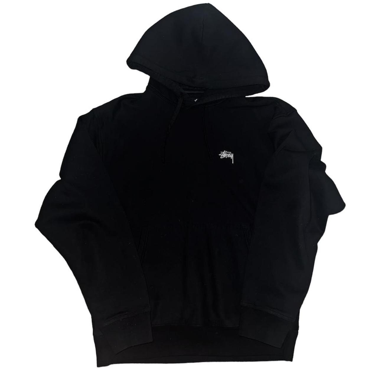 basic embroidered logo stussy black hoodie pretty | Depop