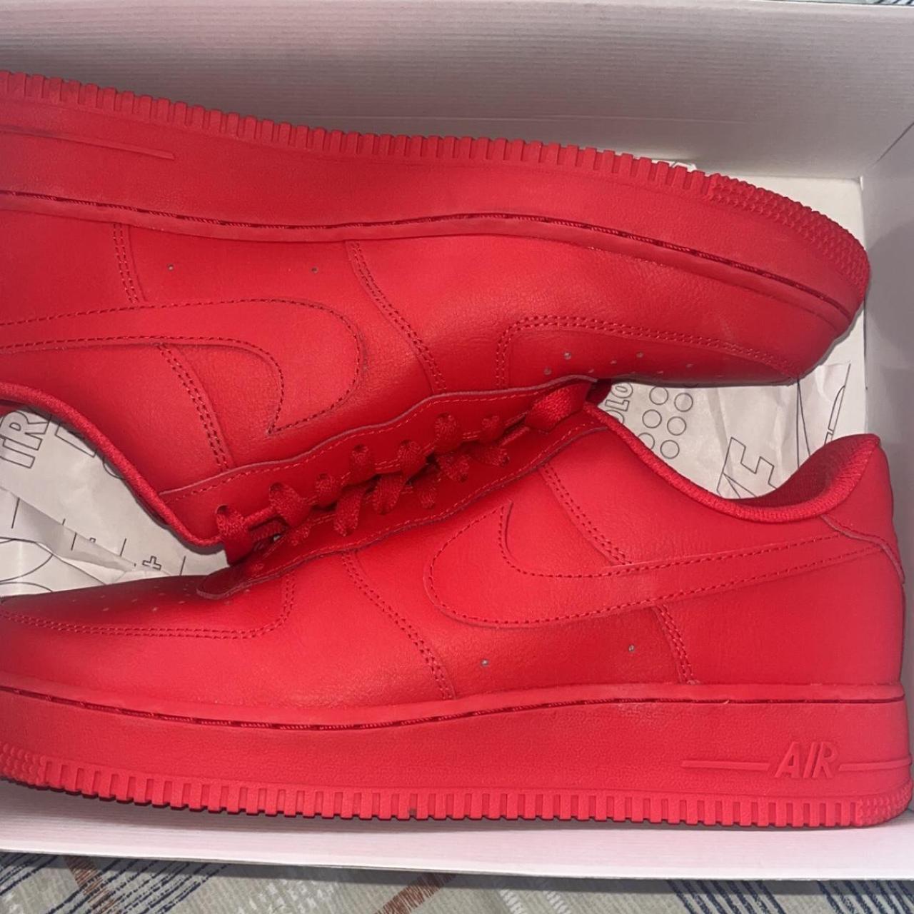 All red Nike air force 1. Custom made on Nike... - Depop