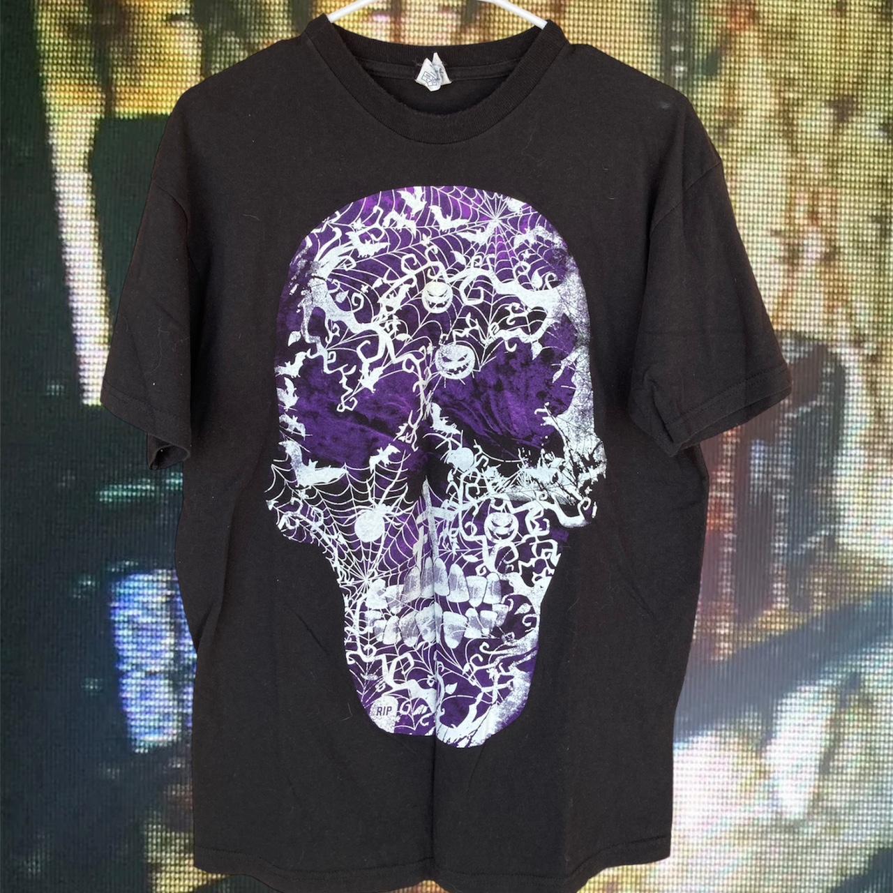 Skull shirt, Y2K affliction, style, Halloween, bats... - Depop