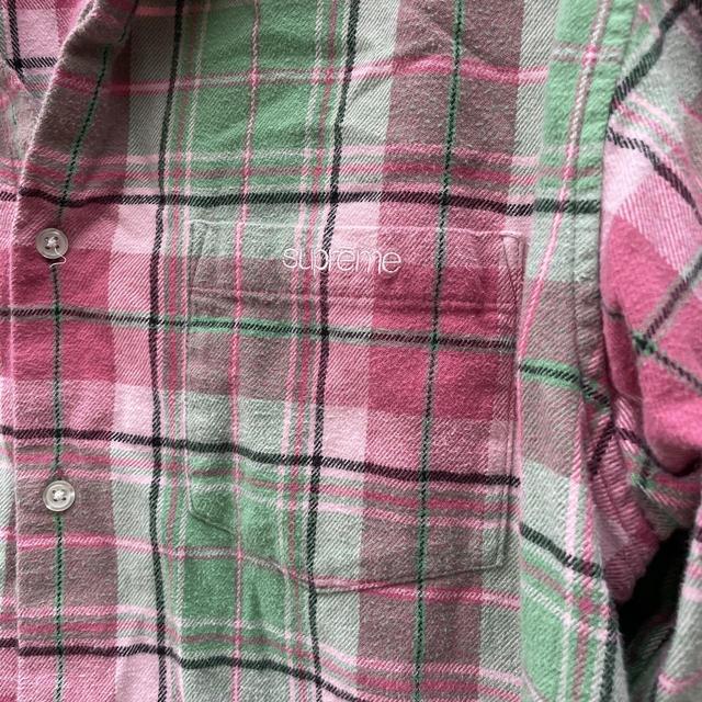 AUTHENTIC SUPREME PINK AND GREEN FLANNEL 🌷 -AMAZING... - Depop