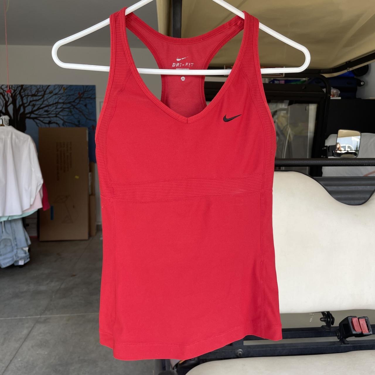 NIKE DRI FIT RED WORKOUT TANK TOP ❤️ -BUILT IN CAMI - Depop