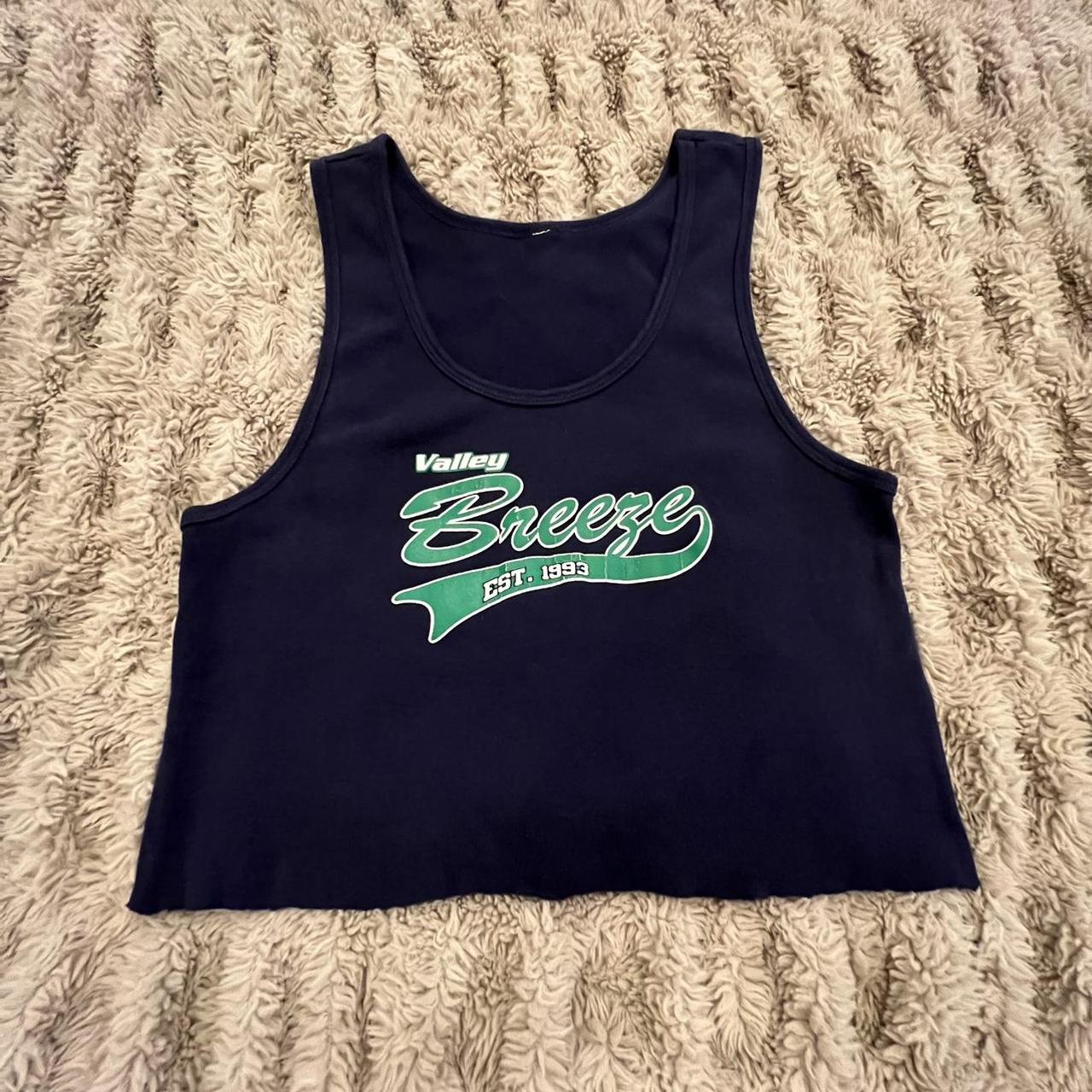 Brandy Melville Women's Navy and Green Veststankscamis Depop