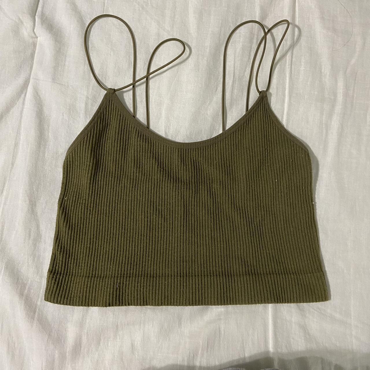 Olive green cropped tank top Size small From forever 21 - Depop