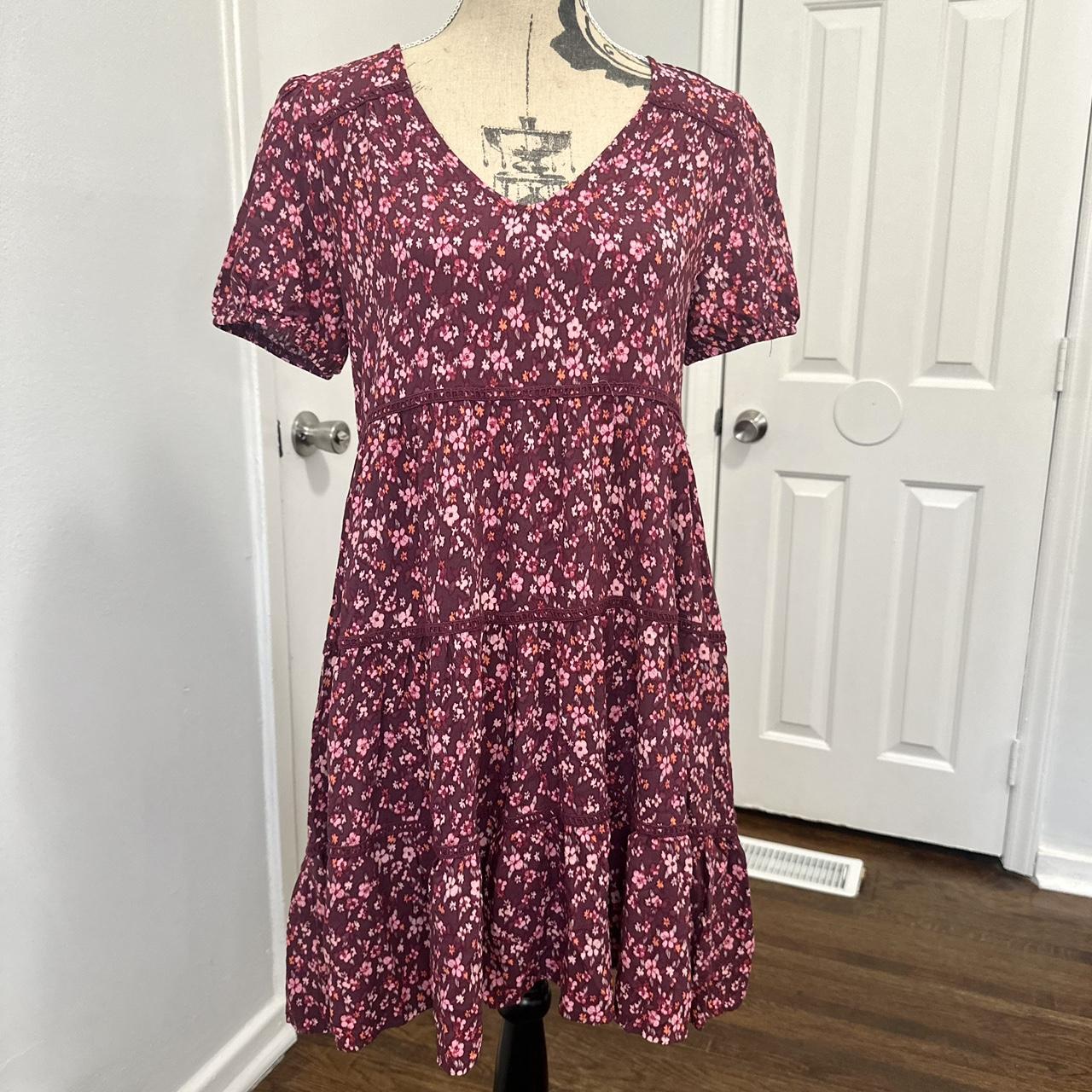 Wild Fable burgundy floral dress Condition Depop