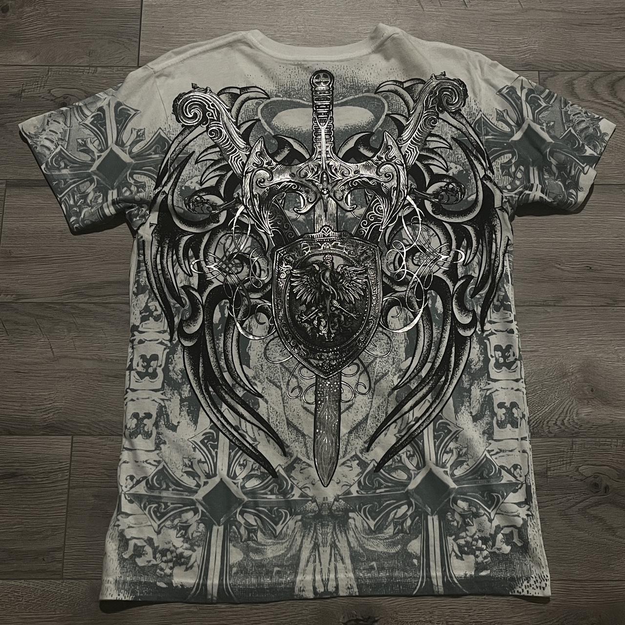 Affliction Men's White and Silver T-shirt (2)