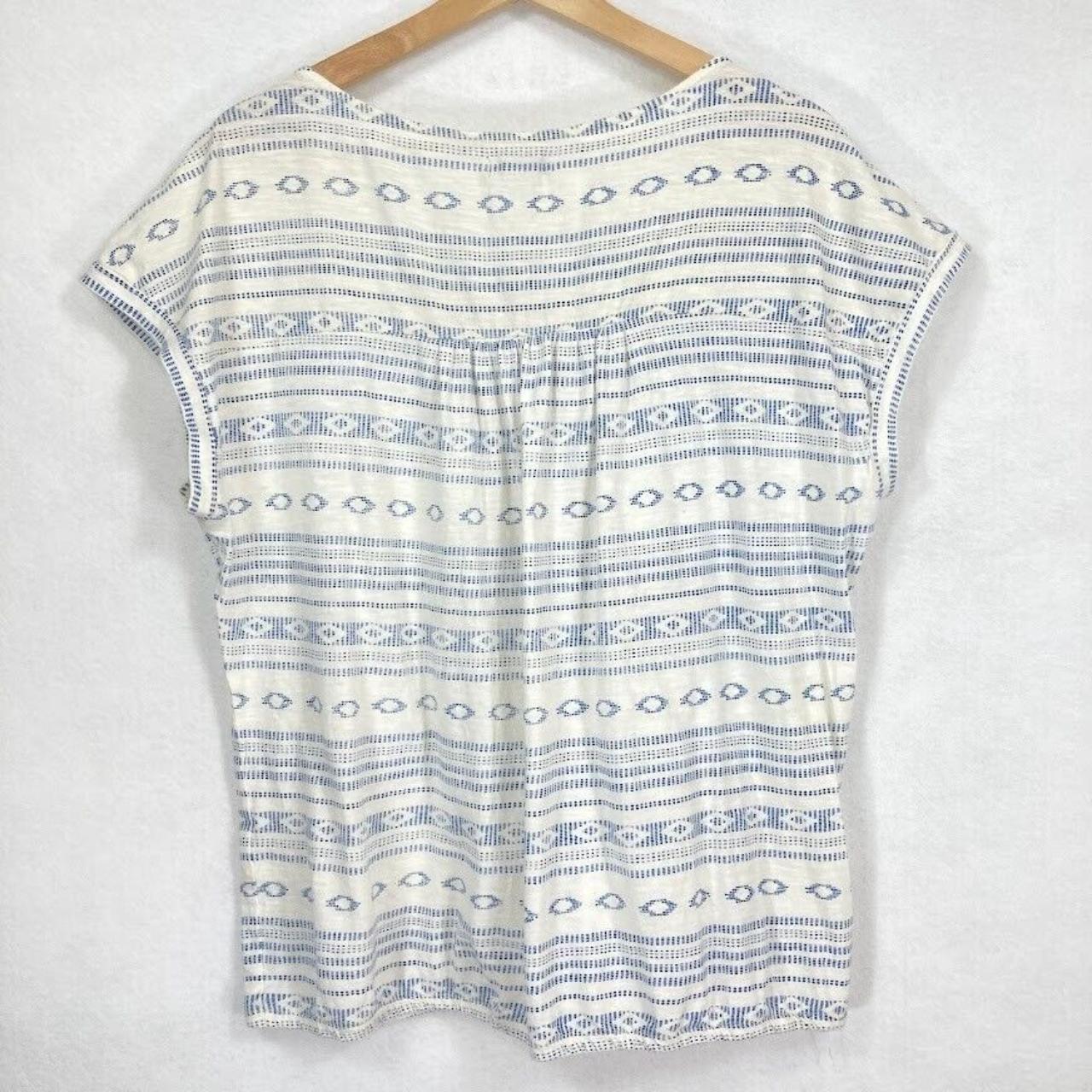 Lucky Brand Embroidered Striped Cotton T-Shirt