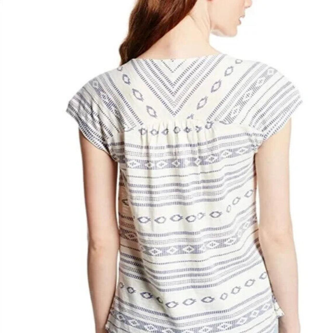 Lucky Brand Santorini Embroidered Print Short Sleeve - Depop