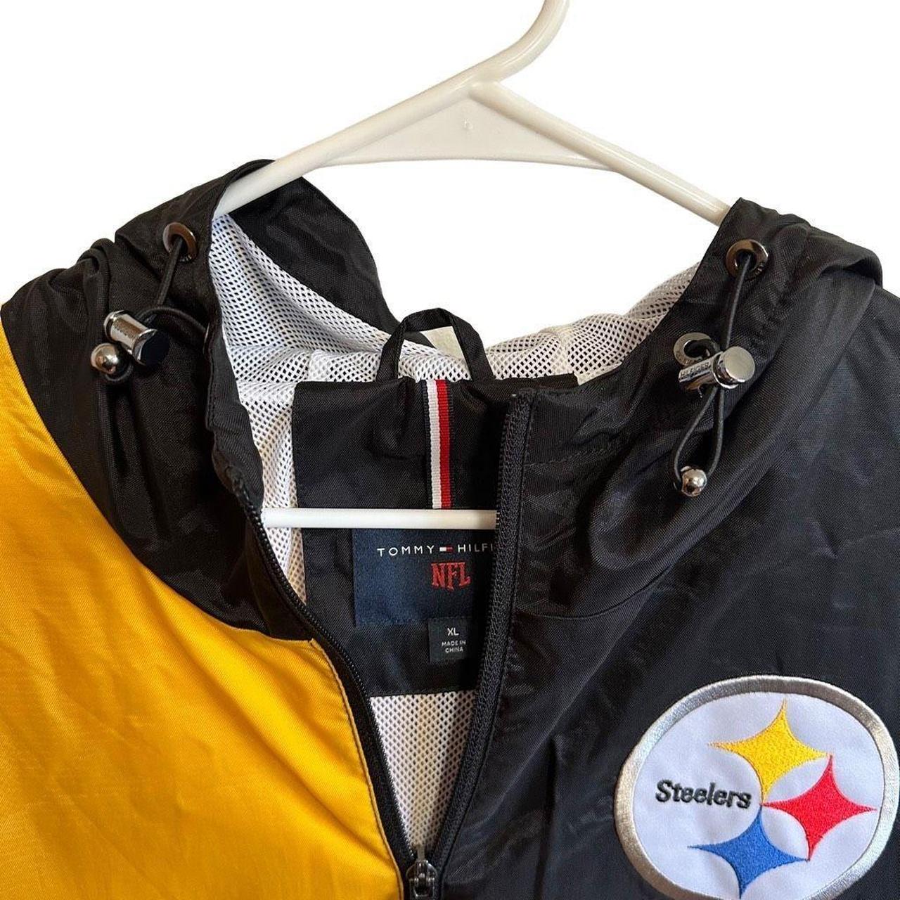 Pittsburgh Steelers Tommy Hilfiger Color Block Half-Zip Pullover  Windbreaker Jacket - White/Black