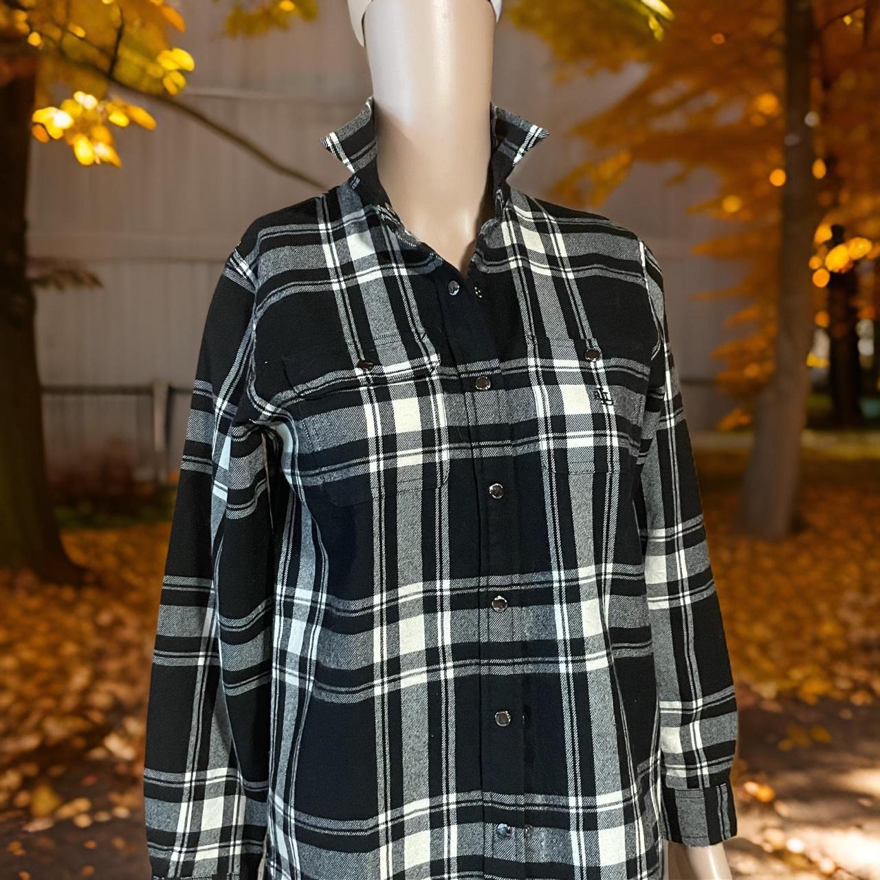 Lauren Ralph Lauren Women Black discount Plaid Zip Front Wool Shirt