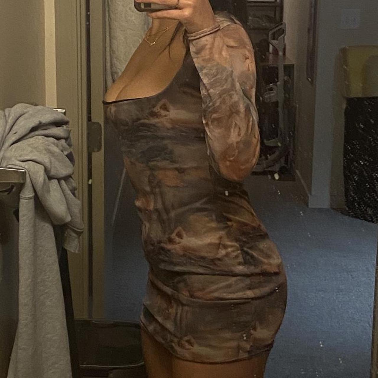 PRETTY LITTLE THING RENAISSANCE PRINT MESH MINI... Depop