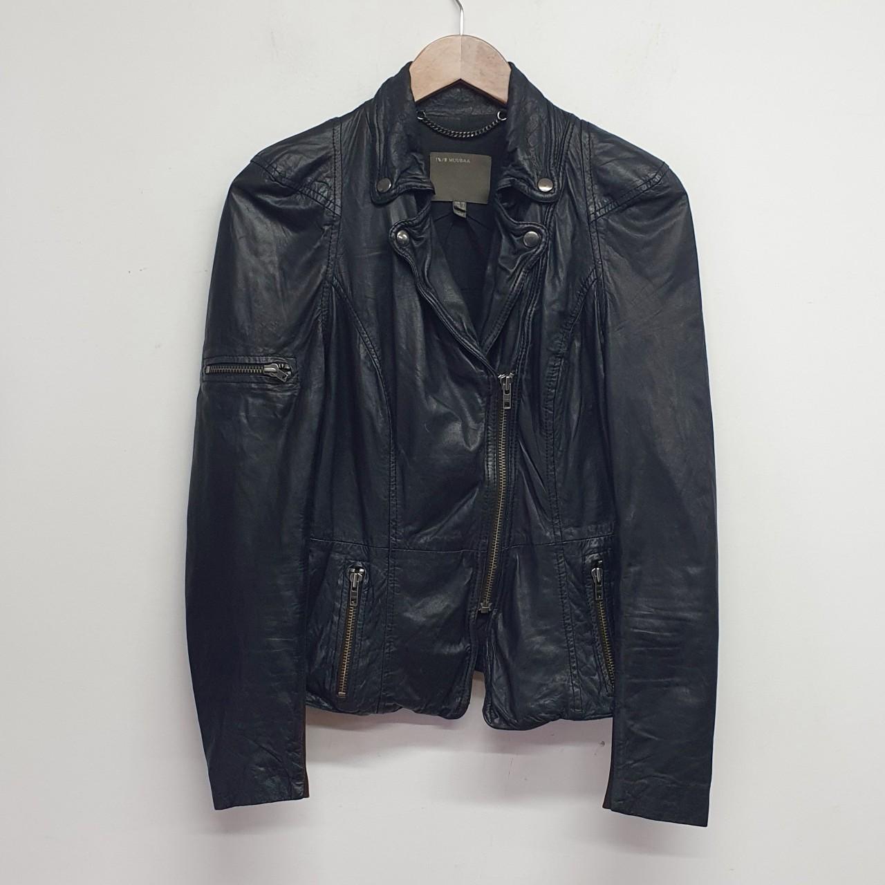 Muubaa Genuine Real Leather Biker Jacket size 10... - Depop