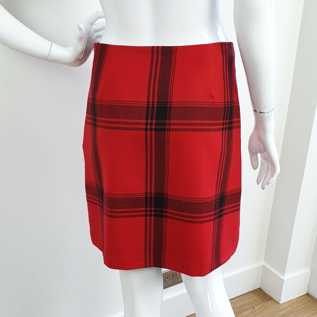 Hobbs Red Check Print Pencil Skirt Size 10 Black. Depop