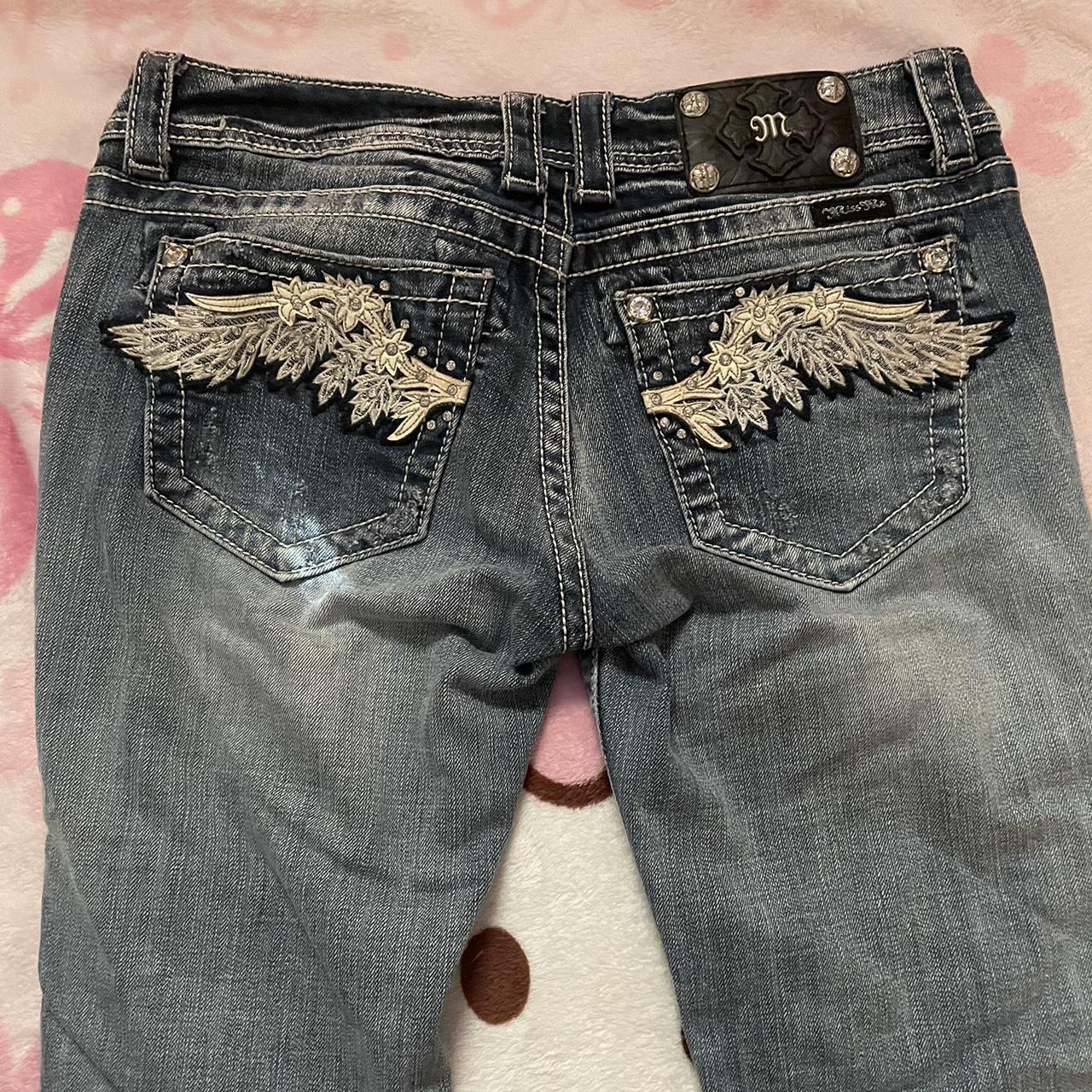 Angel wing pocket embellished Miss Me jeans Size... - Depop