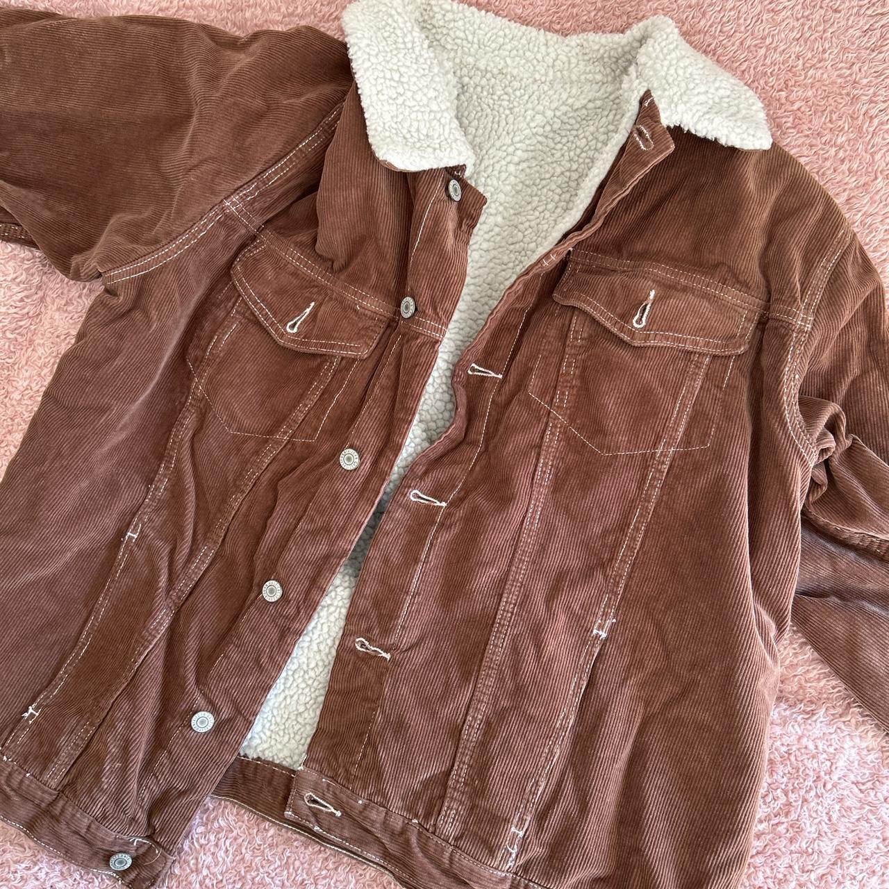 brandy melville brown corduroy jacket furry inside... Depop