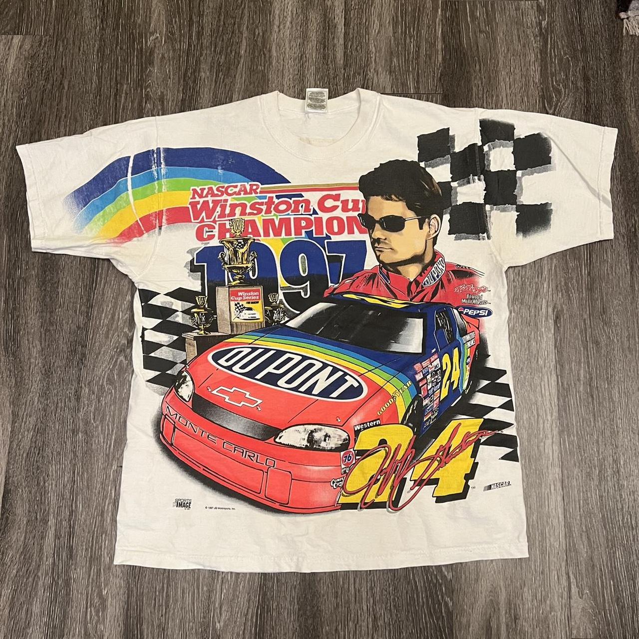 Vintage Jeff gordan nascar all over print T-shirt... - Depop