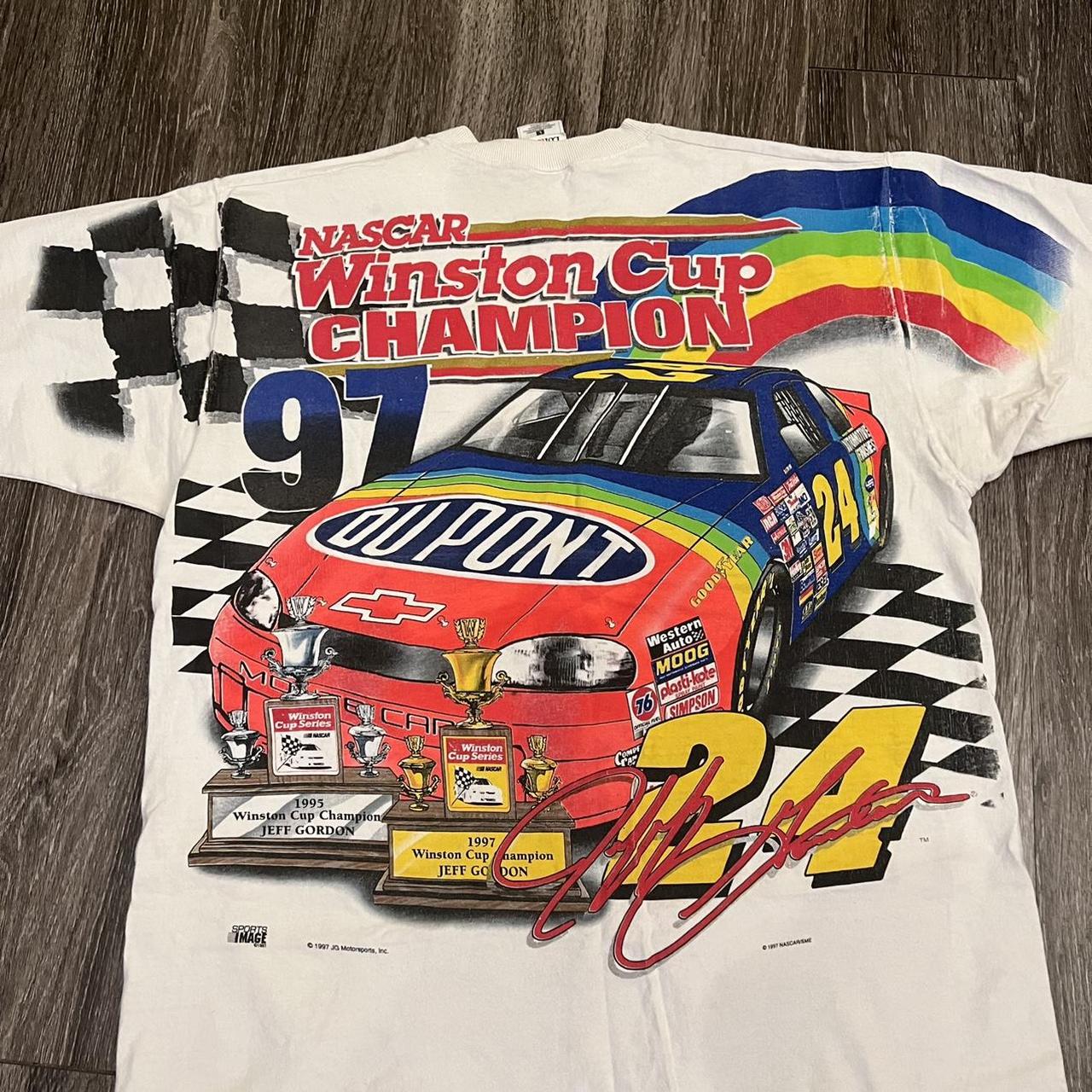 Vintage Jeff gordan nascar all over print T-shirt... - Depop