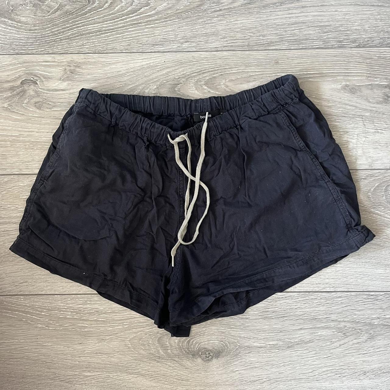 Bassike cotton beach short in navy size S Depop