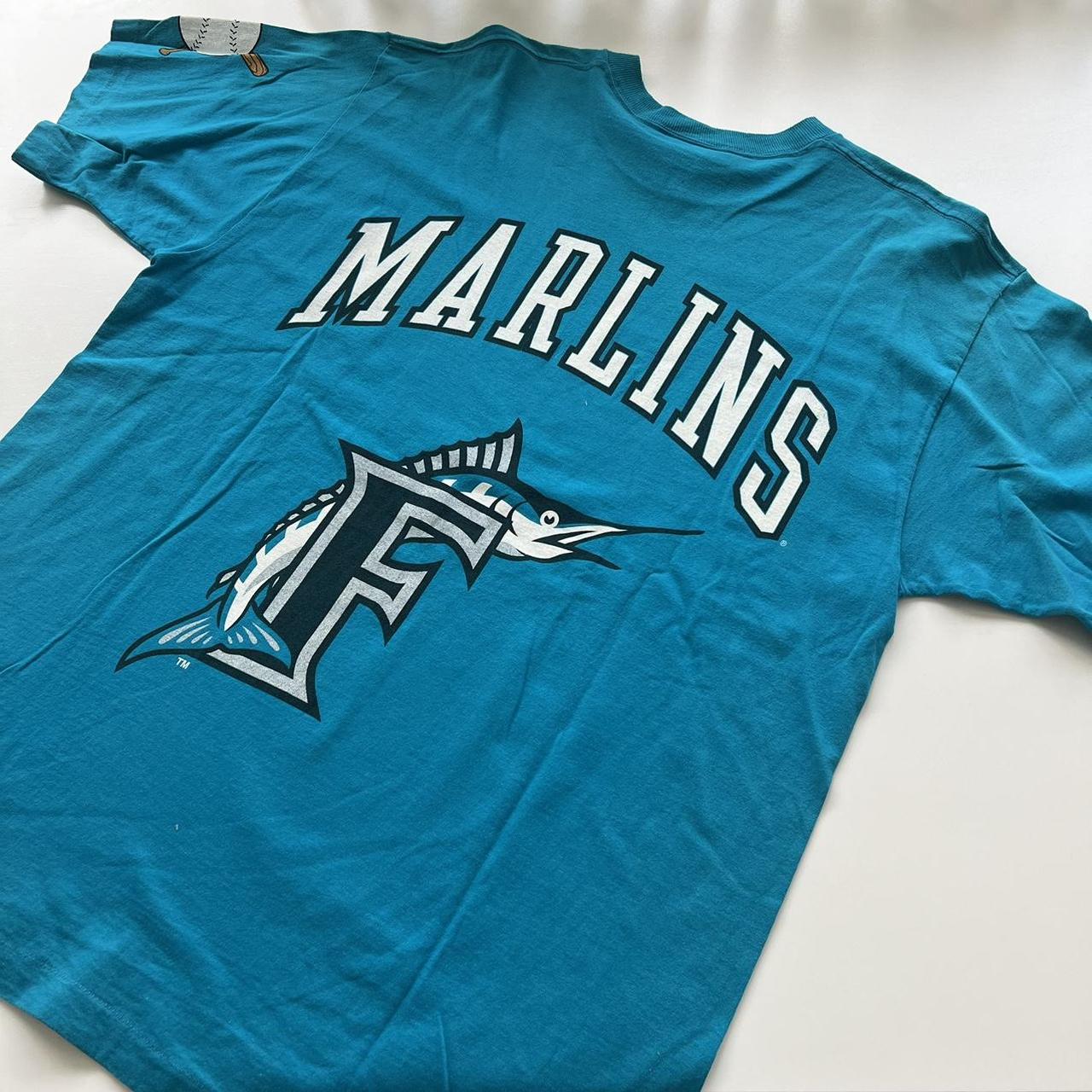 Vintage Miami Marlins Shirt Mens XL White Blue - Depop