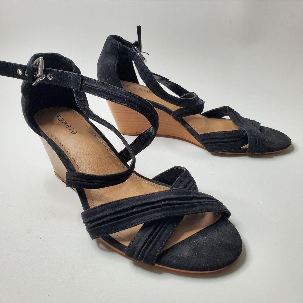 Torrid Black Faux Suede Open Toe Criss Cross Strappy Depop