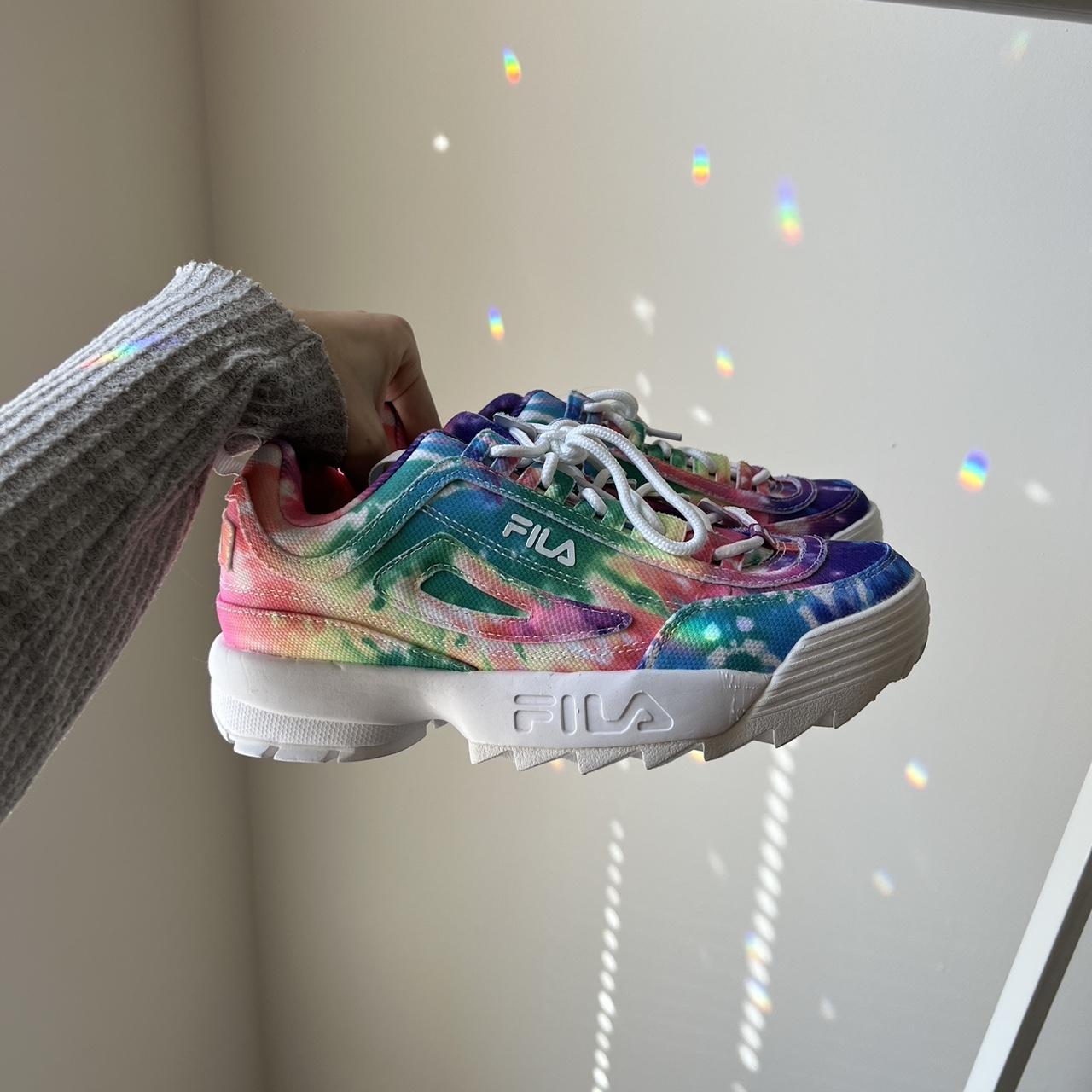 Tye Dye Fila Disrupters minor scratching on Depop