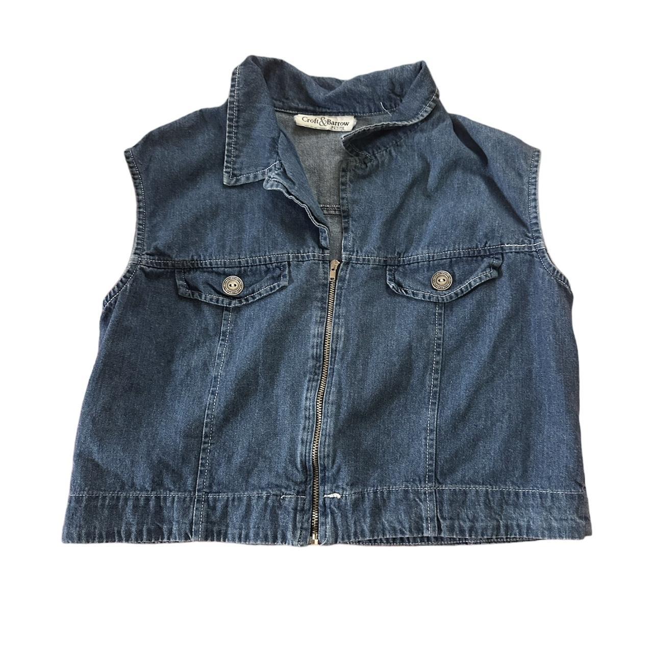 Zip Up Croft And Barrow Denim Vest Fits A Womens Size Depop