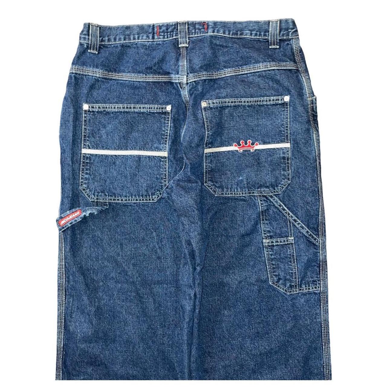 90s 00s jnco made in Mexico red crown blue denim... - Depop